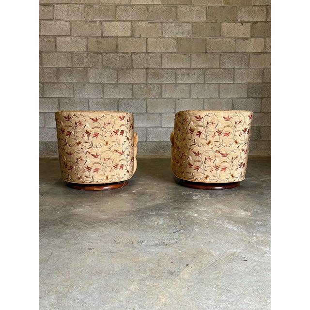 Wood Late 20th Century Bowed Front Swivel Chairs After Milo Baughman- a Pair For Sale - Image 7 of 10