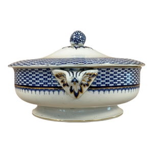 Antique Blue and White Porcelain Serving Tureen With Lid