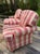 A Pair of Custom Pink Plaid Pleated Skirt Lounge Chairs With Rolled Arms For Sale - Image 13 of 18