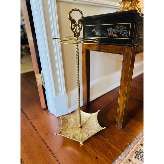 Mid-Century Modern Vintage Brass Umbrella or Cane Stand For Sale - Image 3 of 12