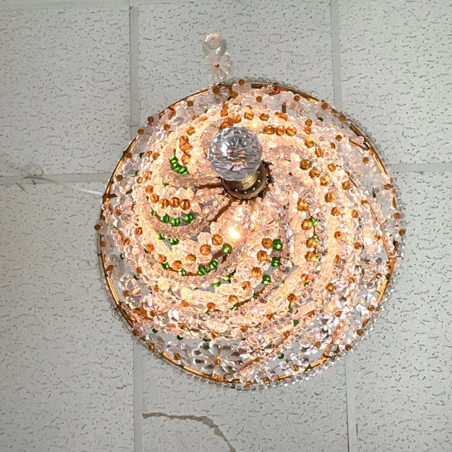 1980s Italian Glass Beaded Pendant Light For Sale - Image 9 of 12