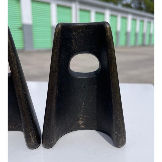 Carl Aubock 4843 Patinated Bronze Modernist Bookends For Sale In West Palm - Image 6 of 9