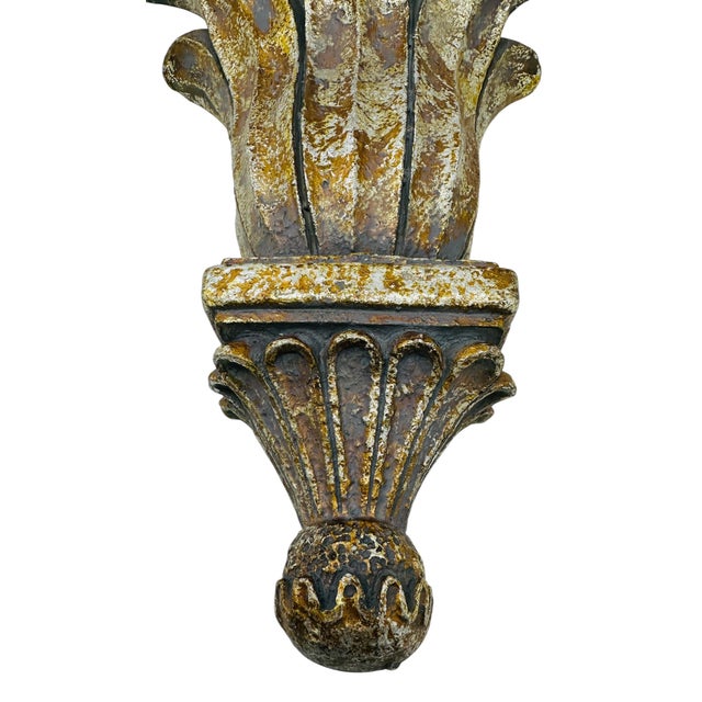 Vintage 1980s Gilded Wall Brackets Pair | Ornate Italian Style Acanthus Leaf Resin Corbels | Regency Hollywood Glam Wall Shelves Decor For Sale - Image 16 of 18