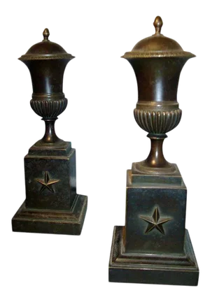 1810 English Regency Empire Style Bronze Urns with Covers - A Pair