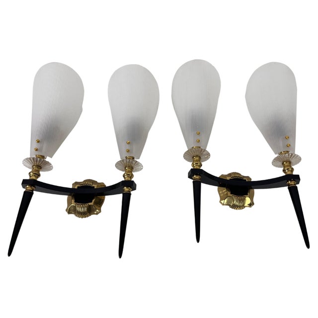 Brass and Plexiglass Wall Lamps by Maison Arlus, 1960, France - A Pair For Sale - Image 13 of 13