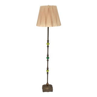 Art Nouveau Jadeite and Cast Iron Floor Lamp For Sale