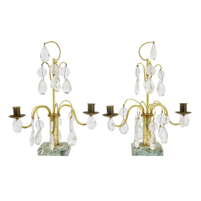 1960s Mid-Century Brass and Cut Glass Decorative Candlesticks, 1960, Set of 2 For Sale - Image 5 of 7