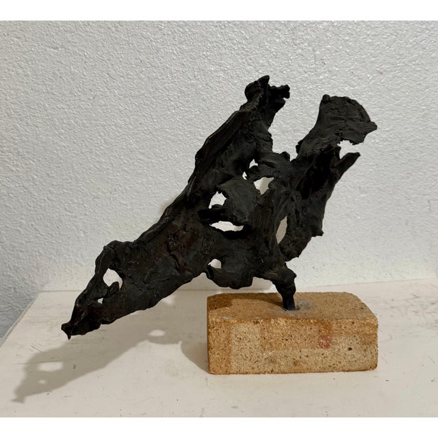 Brutalist Zvi Aldouby, Brutalist Israeli Bronze Abstract Sculpture Wave Form Zvi Aldouby, c.1950's -1960's For Sale - Image 3 of 18