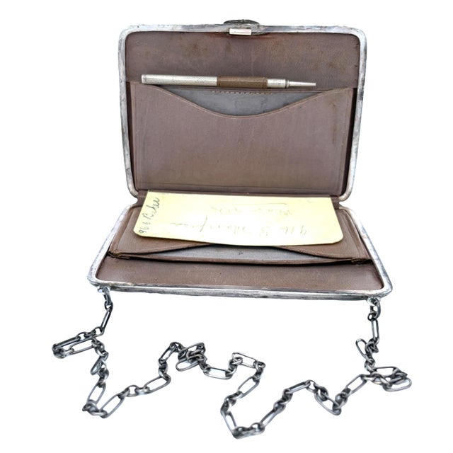 1900 - 1909 Sterling Silver Antique Edwardian British Evening Clutch Purse With Chain-1900s For Sale - Image 5 of 5