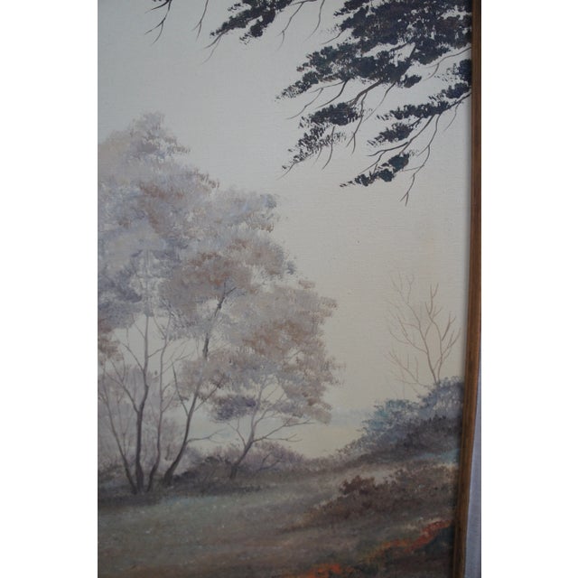 Wood Vintage Realist Woodland Oil Landscape Painting Signed and Framed For Sale - Image 7 of 13
