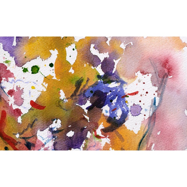 1980s Vintage Abstract Splashes of Yellow, Red, and Purple by Les Anderson For Sale - Image 5 of 6