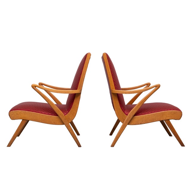 Mid-Century Modern Organic Shape Rock & Roll Lounge Chair with New Red Polka Dot Upholstery, 1950s For Sale - Image 3 of 14