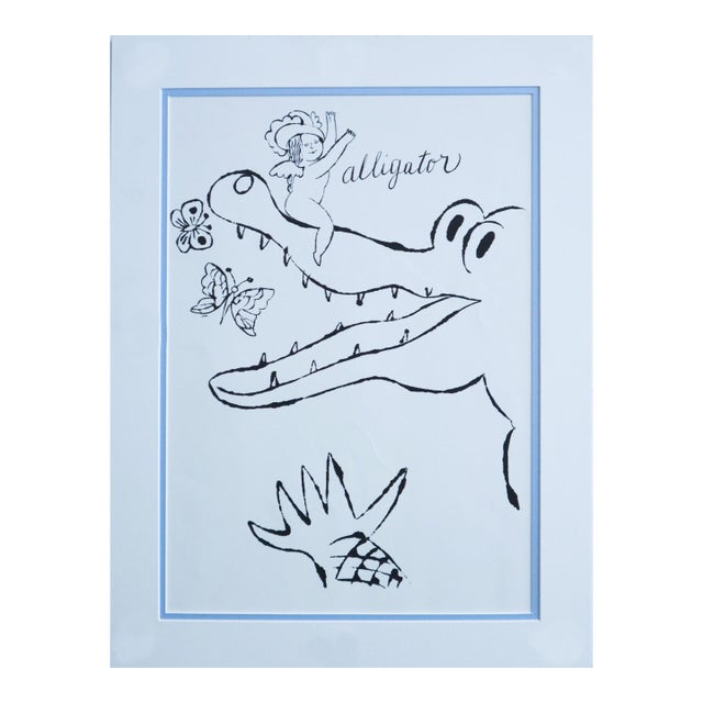 1990 Andy Warhol Colouring Book - Alligator (Matted) For Sale