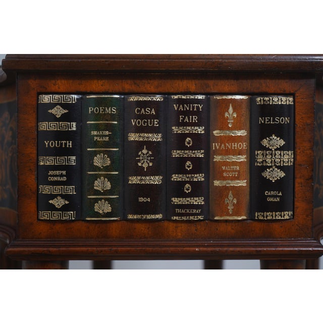 Maitland Smith Leather Top Mahogany Occasional Faux Book Table For Sale - Image 13 of 18