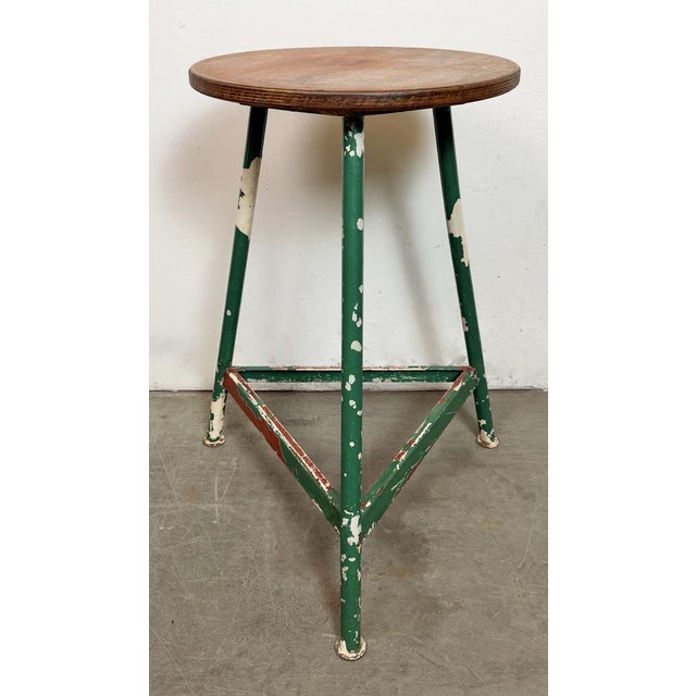 Industrial Green Workshop Stool, 1960s For Sale - Image 9 of 17