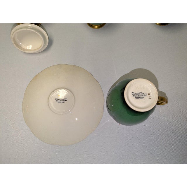 Emerald Vintage Carlton Ware "Vert Royale" English Tea & Coffee Service for Six – Emerald Green & Gilt, 15 Pieces For Sale - Image 8 of 10