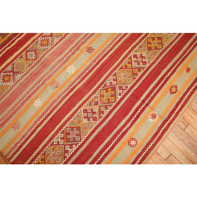 Asian Antique Vintage Tribal Turkish Kilim Flat-Weaves - A Pair - 5'10" x 6'6" For Sale - Image 3 of 12