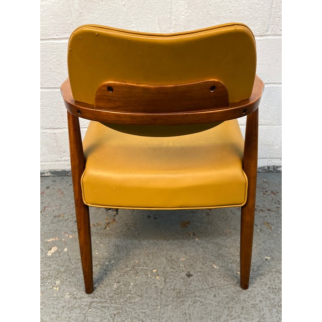 60's Mid-Century Modern Walnut and Vinyl Armchair For Sale - Image 4 of 8