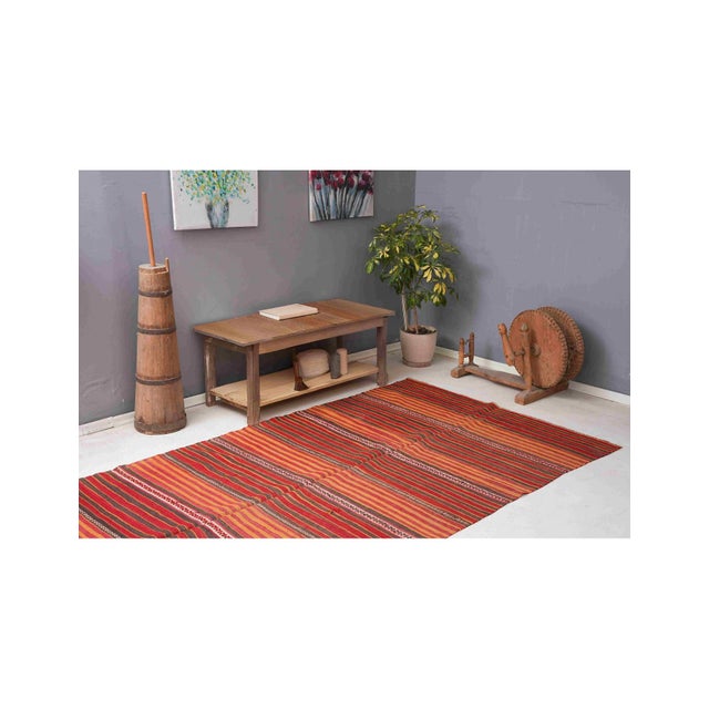 Vintage Striped Kilim Rug - 5`0" X 11`2" For Sale - Image 4 of 6