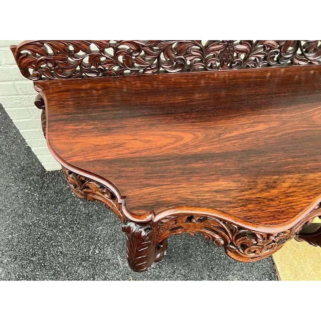Mid 20th Century Vintage Southeast Asian Rococo Style Rosewood Console Table For Sale - Image 9 of 12