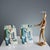 A pair of hard plastic and brass handles with a polychrome geometric print. The style is inspired by Italian Futurism and...