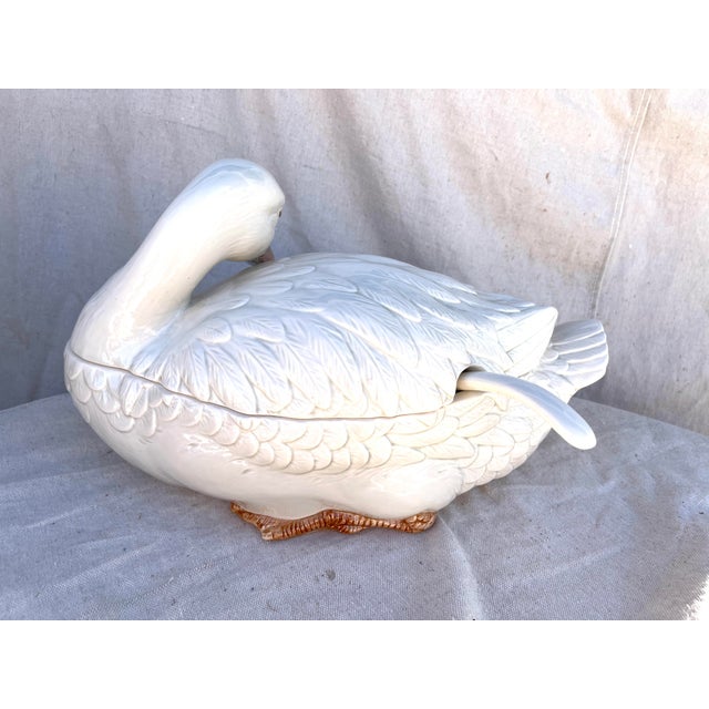 Vintage 1980s Fitz & Floyd Ceramic Duck Soup Tureen With Ladle Chairish