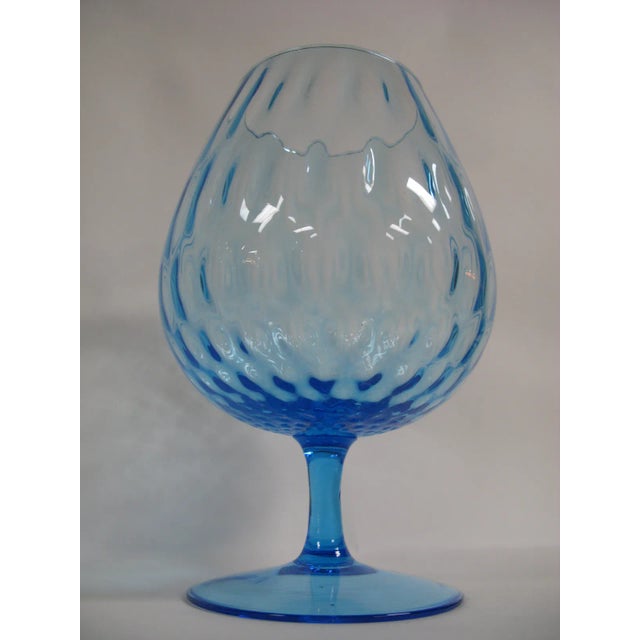 1960s Empoli Aqua Blue Optic Glass Snifter Vase For Sale - Image 10 of 13