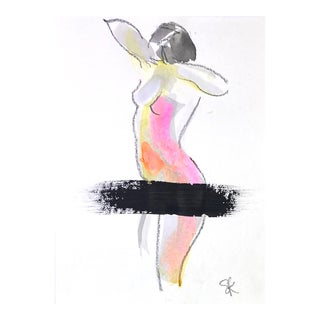 Hidden From View #4 Gesture Female Figurative Mixed Media Painting on Paper For Sale