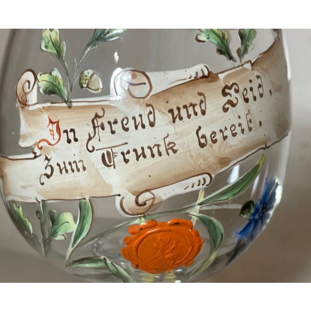 Large Vintage Enameled Blown Clear Glass German Chalice Goblet W/ Wax Seal Wine For Sale In New York - Image 6 of 14