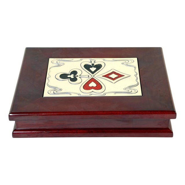 Mid-Century Modern Sterling Silver & Enamel Playing Card Box, Castellini, Italy For Sale