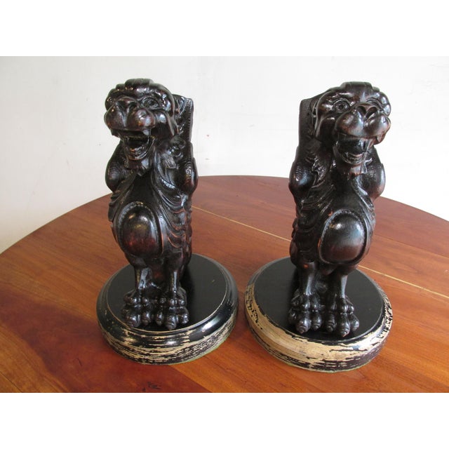 English 19th Century English Carved Wooden Griffins on Stands, a Pair For Sale - Image 3 of 15