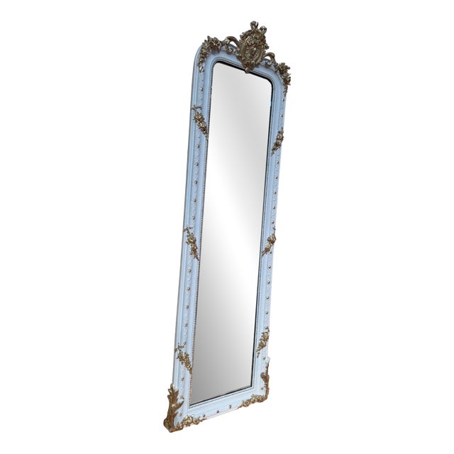 Napoleon III White Relief and Gold Leaf Mirror For Sale