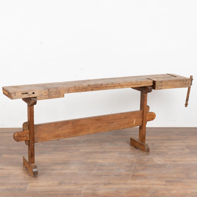 Rustic 20th Century Narrow Workbench Console Table For Sale - Image 16 of 16