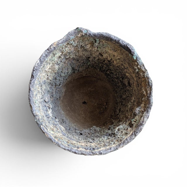 Contemporary Antique Industrial Refractory Crucible Planter, Wabi-Sabi Foundry Vessel For Sale - Image 3 of 11