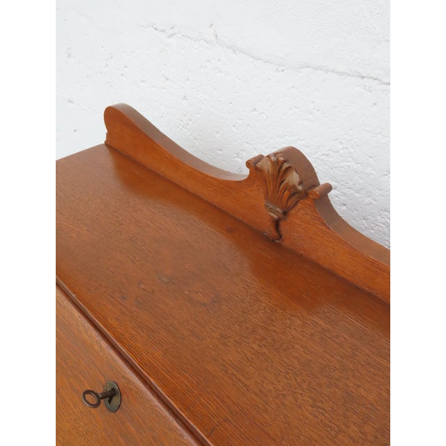 Early 1900s Solid Oak Small Secretary Desk 6669 For Sale - Image 15 of 18