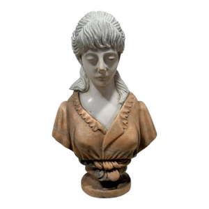 Mid-Century Italian Neo-Classical Sienna & Carrara Marble Bust of a Young Woman