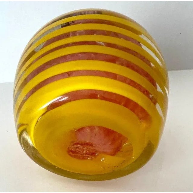 Yellow Swirl Art Glass Paperweight For Sale - Image 9 of 11