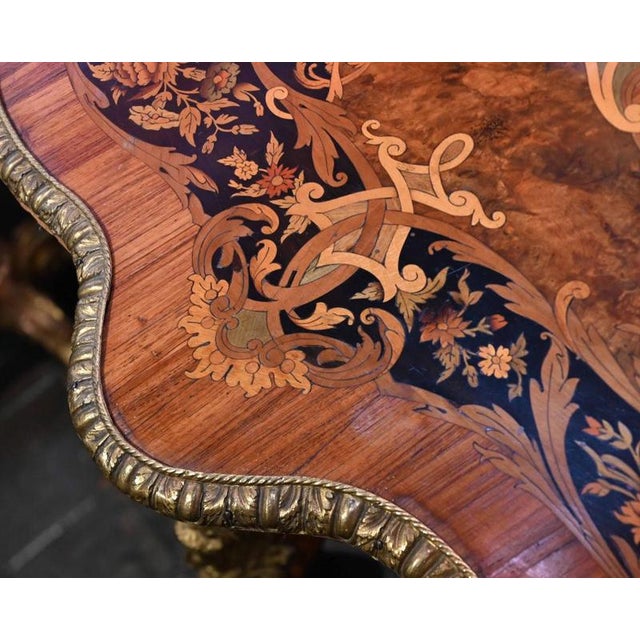Antique French Louis XV Marquetry Inlay Centre Table, 1860 For Sale - Image 6 of 11