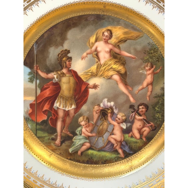 Pair Vienna Mythological Porcelain Plates in Pierced Gilt-Bronze Roman Frames For Sale - Image 4 of 18