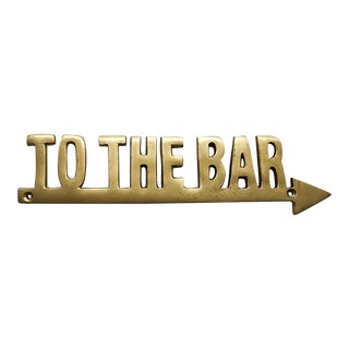 11.75" Brass Vintage "To the Bar" Arrow Sign For Sale