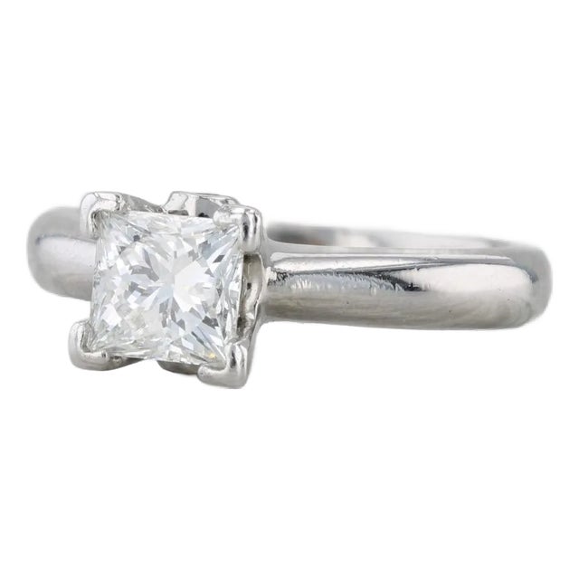 1.04ct Princess Diamond Engagement Ring 18k Gold Platinum Size 5.5-5.75 For Sale