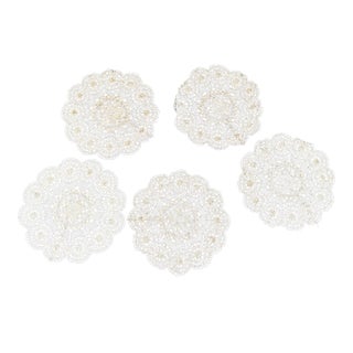Antique Victorian Lace Doily Table Mat Cocktail Napkins - Set of 5 For Sale