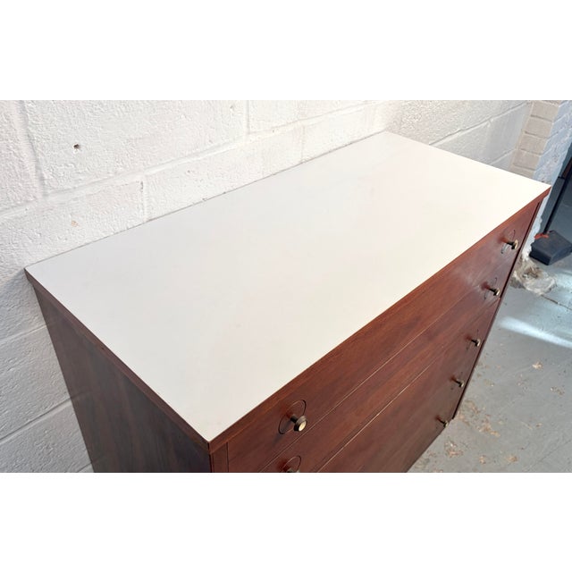 Mid 20th Century Modern Five-Drawer Walnut Dresser With Laminate Top For Sale - Image 14 of 17