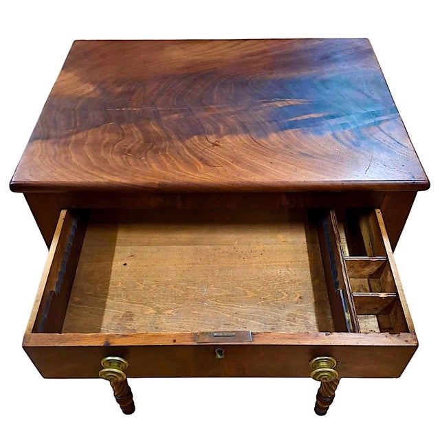 19th-Century American Federal Mahogany Three-Drawer Worktable For Sale - Image 10 of 12