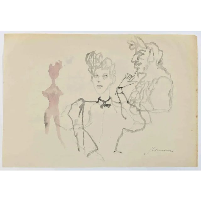 The Devil is a watercolor Drawing realized by Mino Maccari (1924-1989) in the 1960s. Hand-signed on the lower margin. Good...