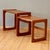 Danish teak mid century modern nesting tables with rounded edge 'sleigh legs'. Produced by Salin, Nyborg. Beautiful...
