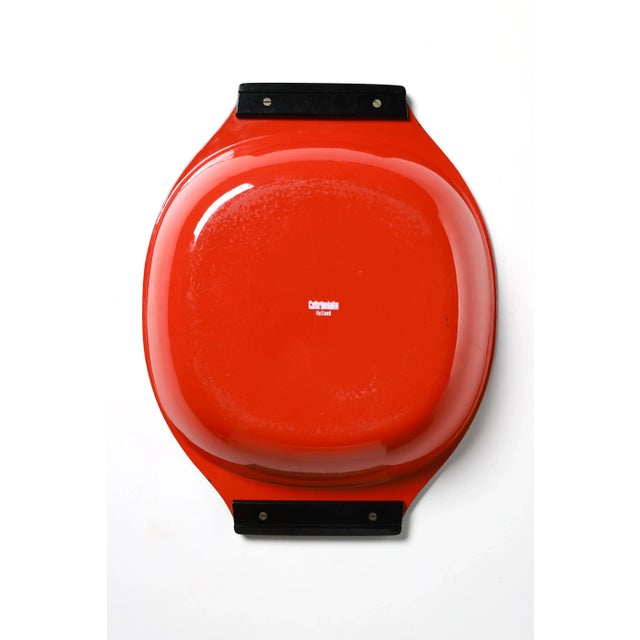 Cathrineholm Vintage Cathrineholm Paella Pan – Red Enamel With Black Handles For Sale - Image 4 of 10