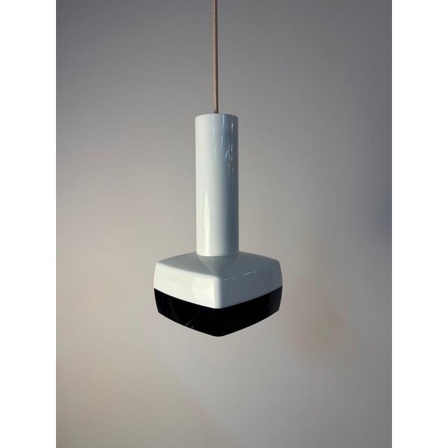 Black and White Pendant Lamp by Bent Karlby for Schrøder-Kemi, 1970s For Sale - Image 9 of 11