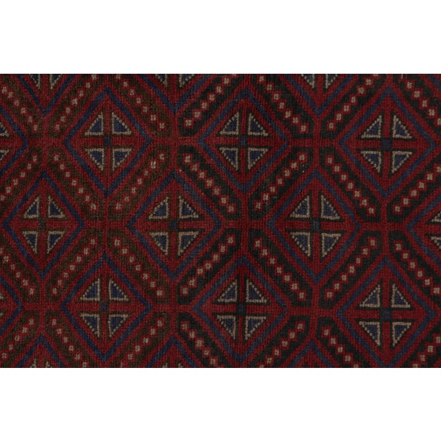 Rug & Kilim’s Baluch Tribal Rug With Red, Beige and Navy Blue Geometric Patterns For Sale In New York - Image 6 of 7