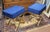 Pair Brass X Stools in Blue & Gold For Sale - Image 4 of 9